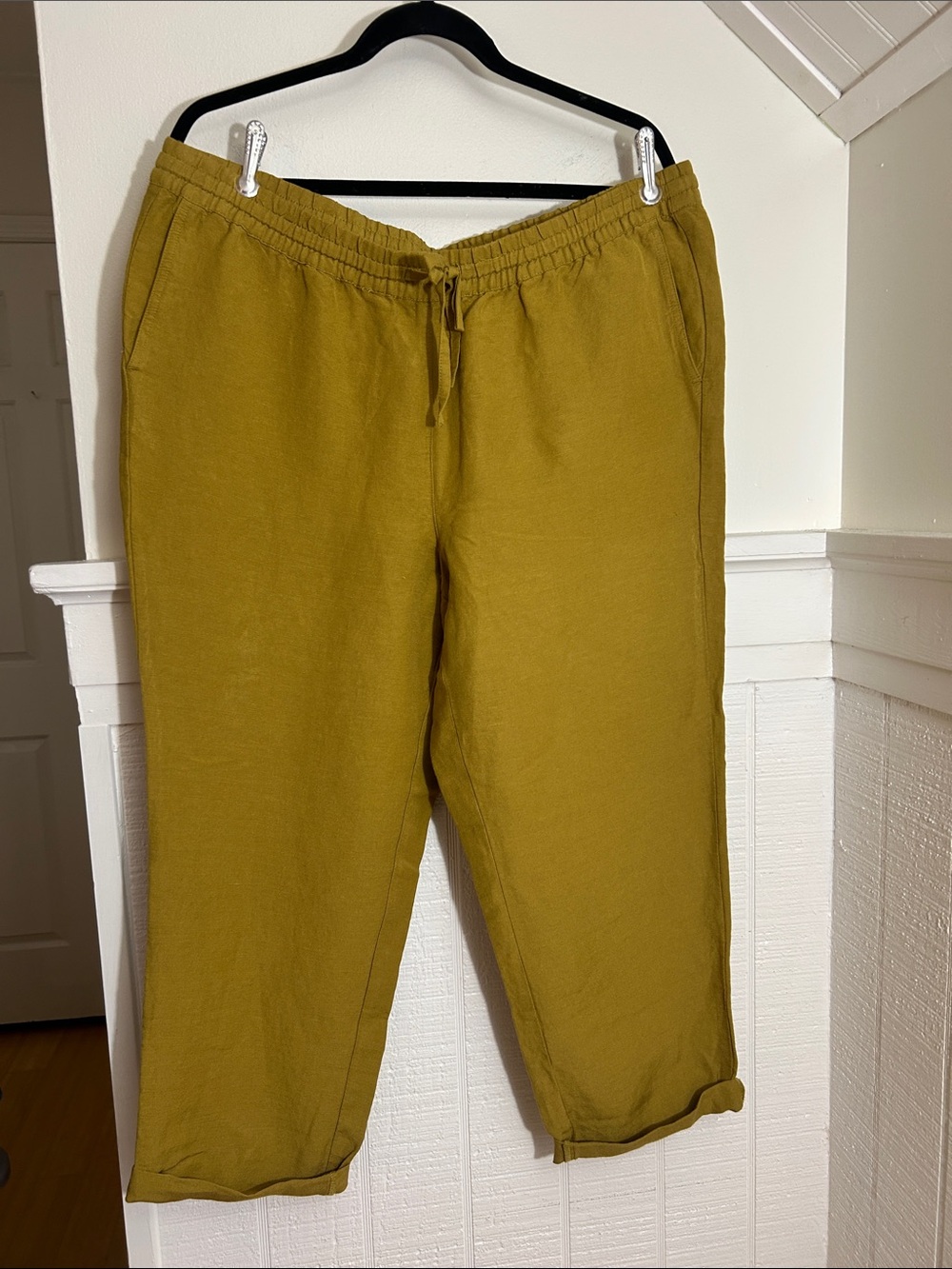 J. Jill Dark Yellow Gold Linen Blend Cropped Casual Pants Large Petite